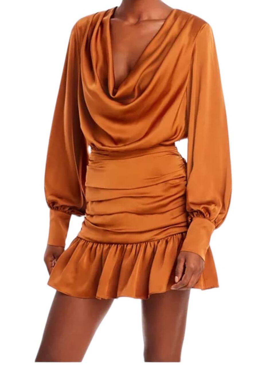 Ramy Brook dress Camilla cowl neck brown size 0